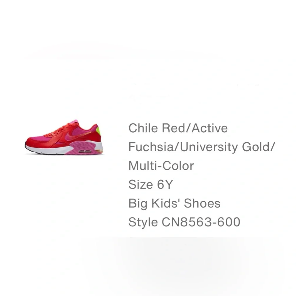 Nike Big Kids Air Max Sneakers in Red, Pink & Neon Yellow - Picture 4 of 4